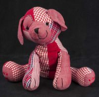 Pottery Barn Kids Dog Patchwork Red Plaid Puppy Plush Stuffed Animal